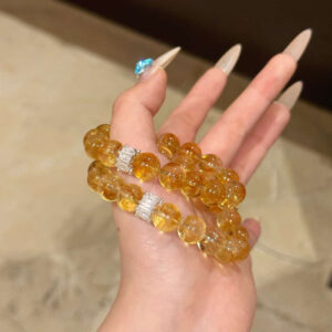 Natural Yellow Crystal Tower Mountain Yellow Calcite 10mm Wealth Bracelet 🌟