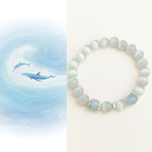 Natural Aquamarine Cat's Eye Crystal Bracelet