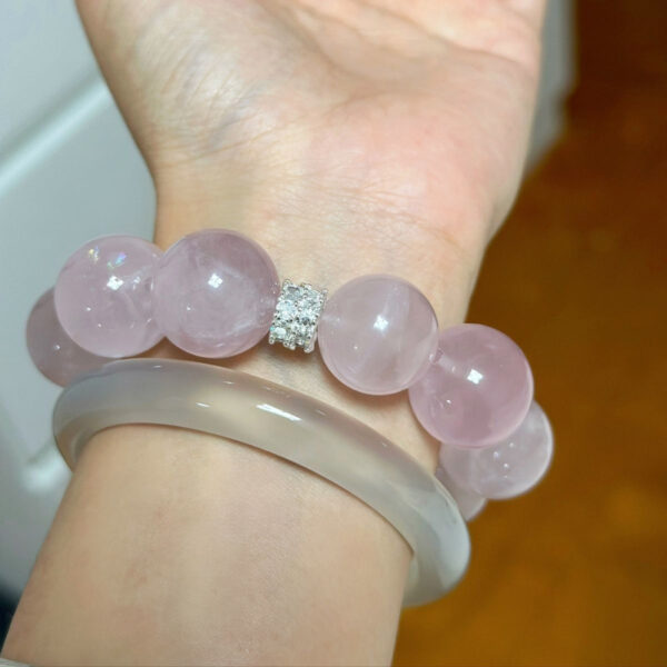 Natural Crystal - Big Mii（15mm) Rose Quartz Bracelet 🌸✨ - 图片 3