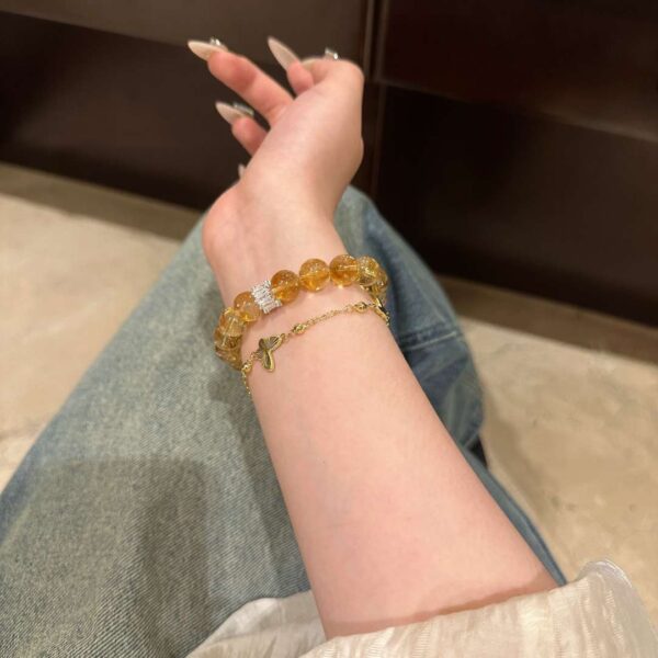 Natural Yellow Crystal Tower Mountain Yellow Calcite 10mm Wealth Bracelet 🌟 - 图片 3