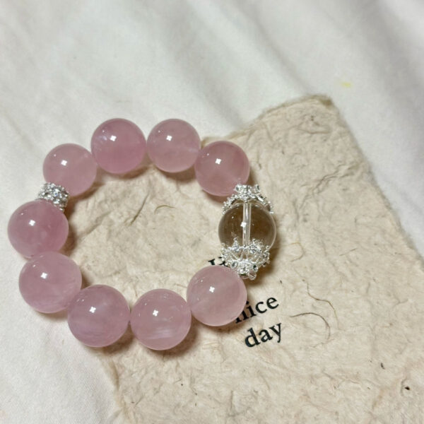 Natural Crystal - Big Mii（15mm) Rose Quartz Bracelet 🌸✨ - 图片 2