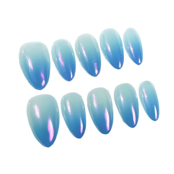 Handmade Minimalist Aurora Nails - Pure and Fresh Spray Gradient Blue Wearable False Nails ✨💅
