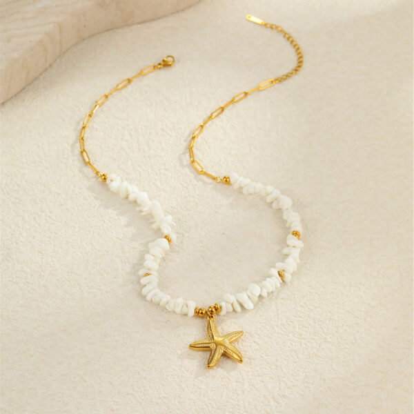 Beach Ocean Style Shell Necklace, Starfish Shell Pendant Necklace, Bracelet Accessories - 图片 3