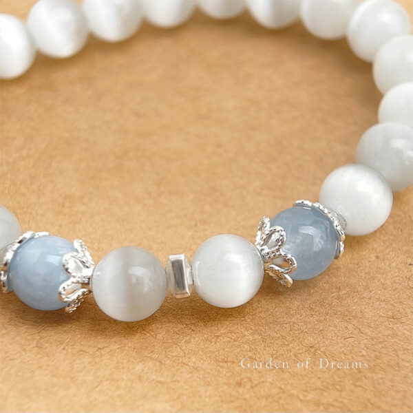 Natural Aquamarine Cat's Eye Crystal Bracelet - 图片 3