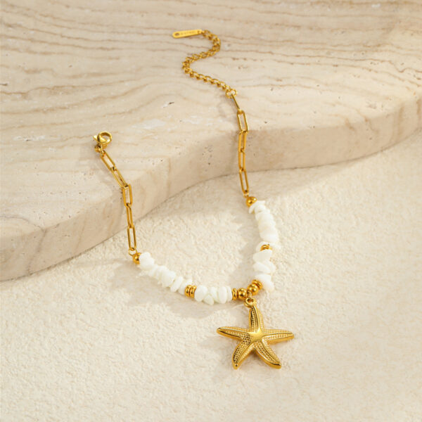 Beach Ocean Style Shell Necklace, Starfish Shell Pendant Necklace, Bracelet Accessories - 图片 4