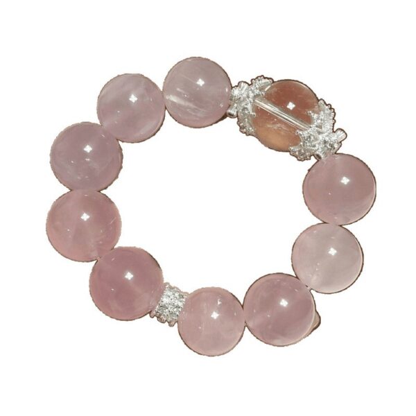 Natural Crystal - Big Mii（15mm) Rose Quartz Bracelet 🌸✨ - 图片 5